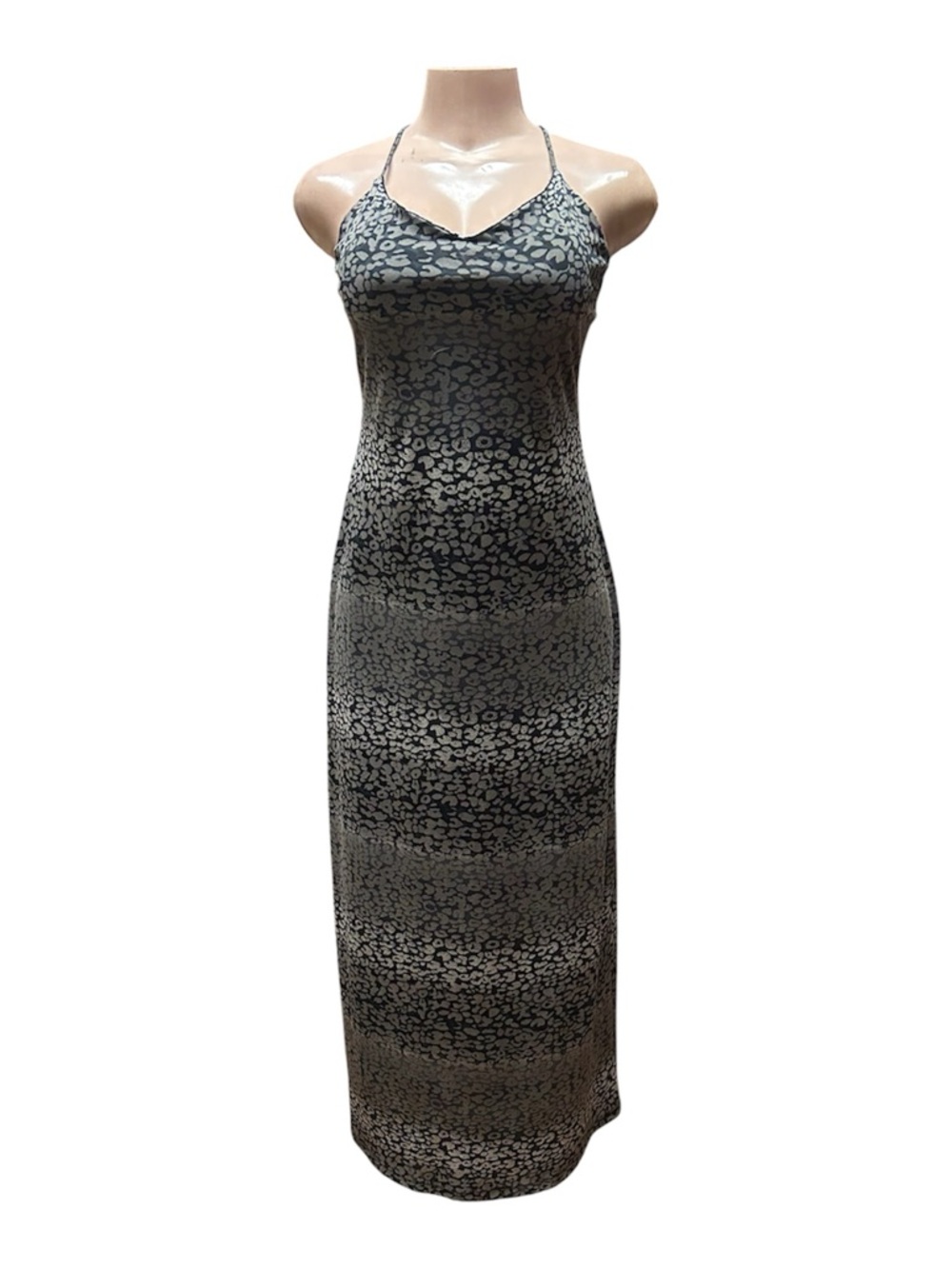 Bisou Bisou Gray Leopard-Print Maxi Slip Dress